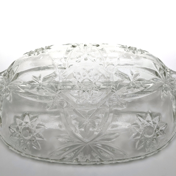 ANCHOR Hocking Star of David Clear Pressed Glass Divided Relish Dish / Tray - Picture 6 of 7